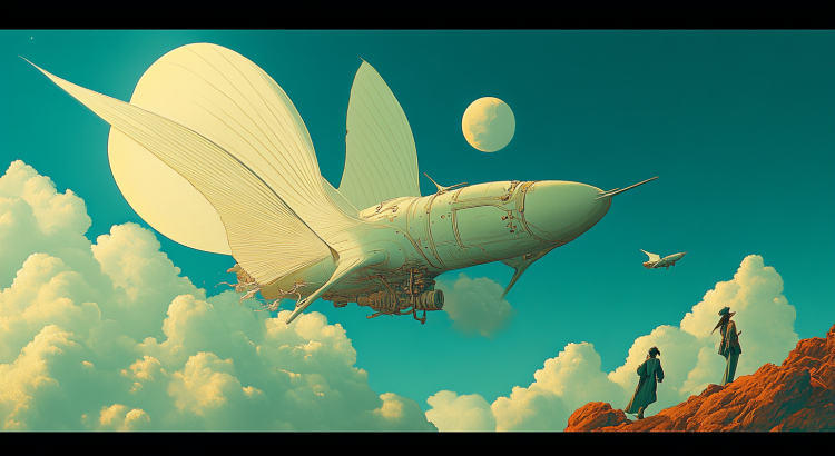 Midjourney AI illustration Moebius science fiction sci-fi spaceship aa good