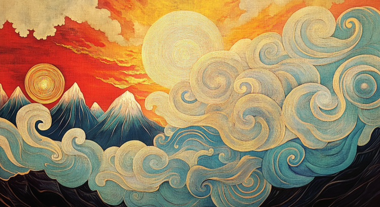 Midjourney AI Roerich mountains Himalayas clouds swirls