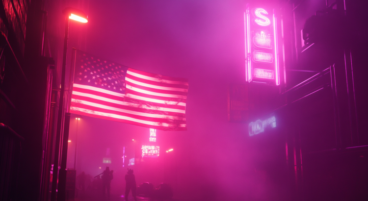 Midjourney AI USA night dystopian