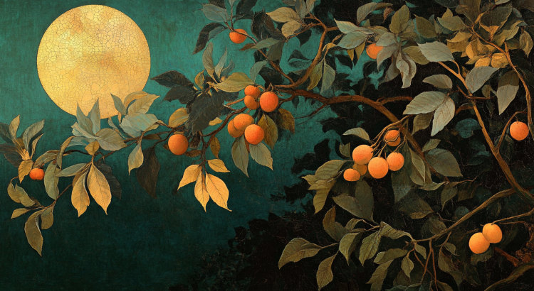 Midjourney AI illustration night moon fruit